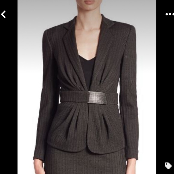 ISO Armani Collezioni Micro Chevron Herringbone Jacket Blazer Charcoal Gray - Picture 2 of 8